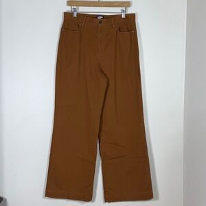 Lands End Womens Wide Leg Trouser Pants 10 Brown Stretch Cotton Workwear Casual